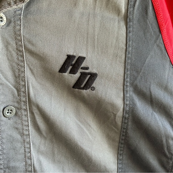 Harley Davidson Motorclothes Grey Red Button-Up Short Sleeve Size 2XL - Picture 2 of 8